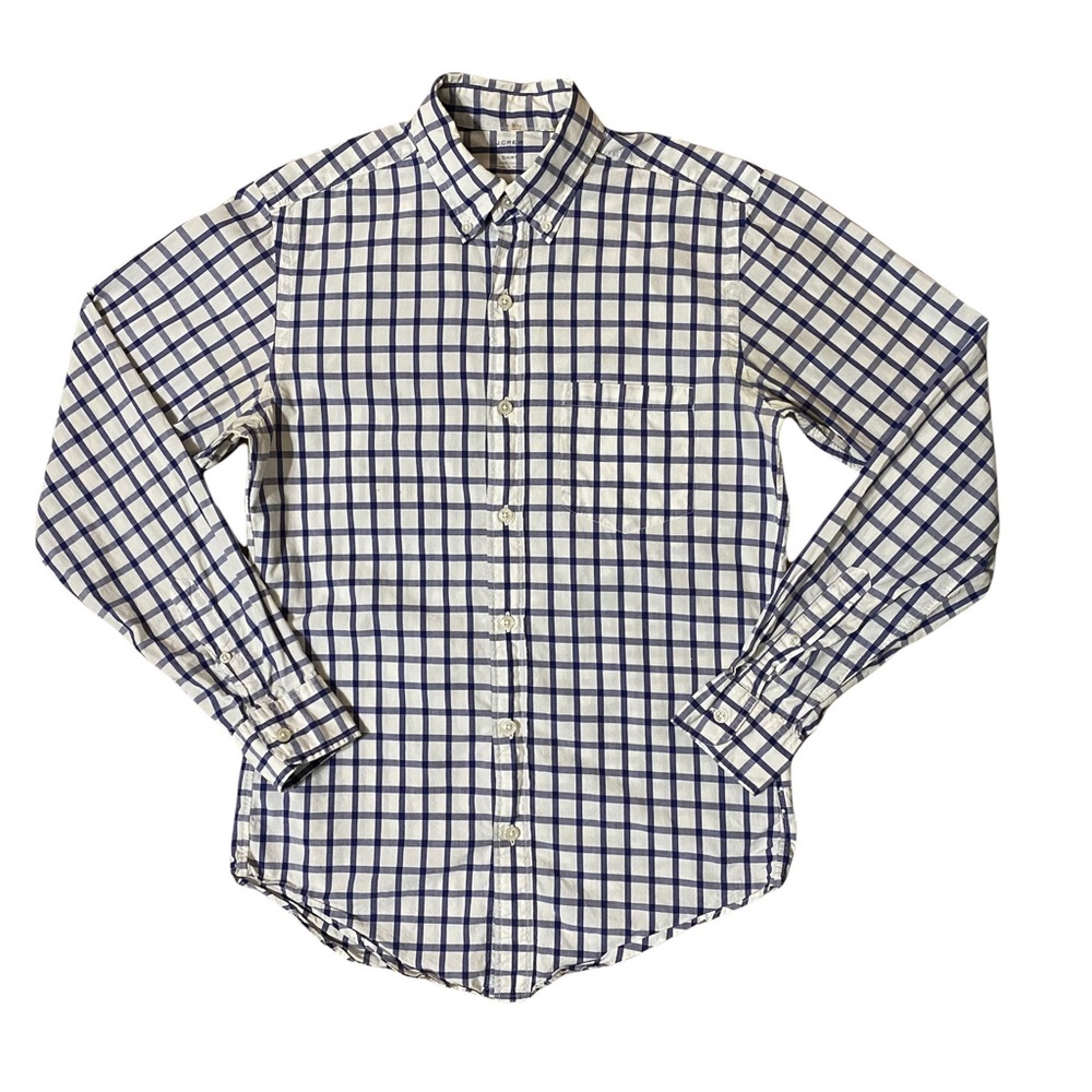J Crew Light Weight Cotton Checkered Button Down Shirt